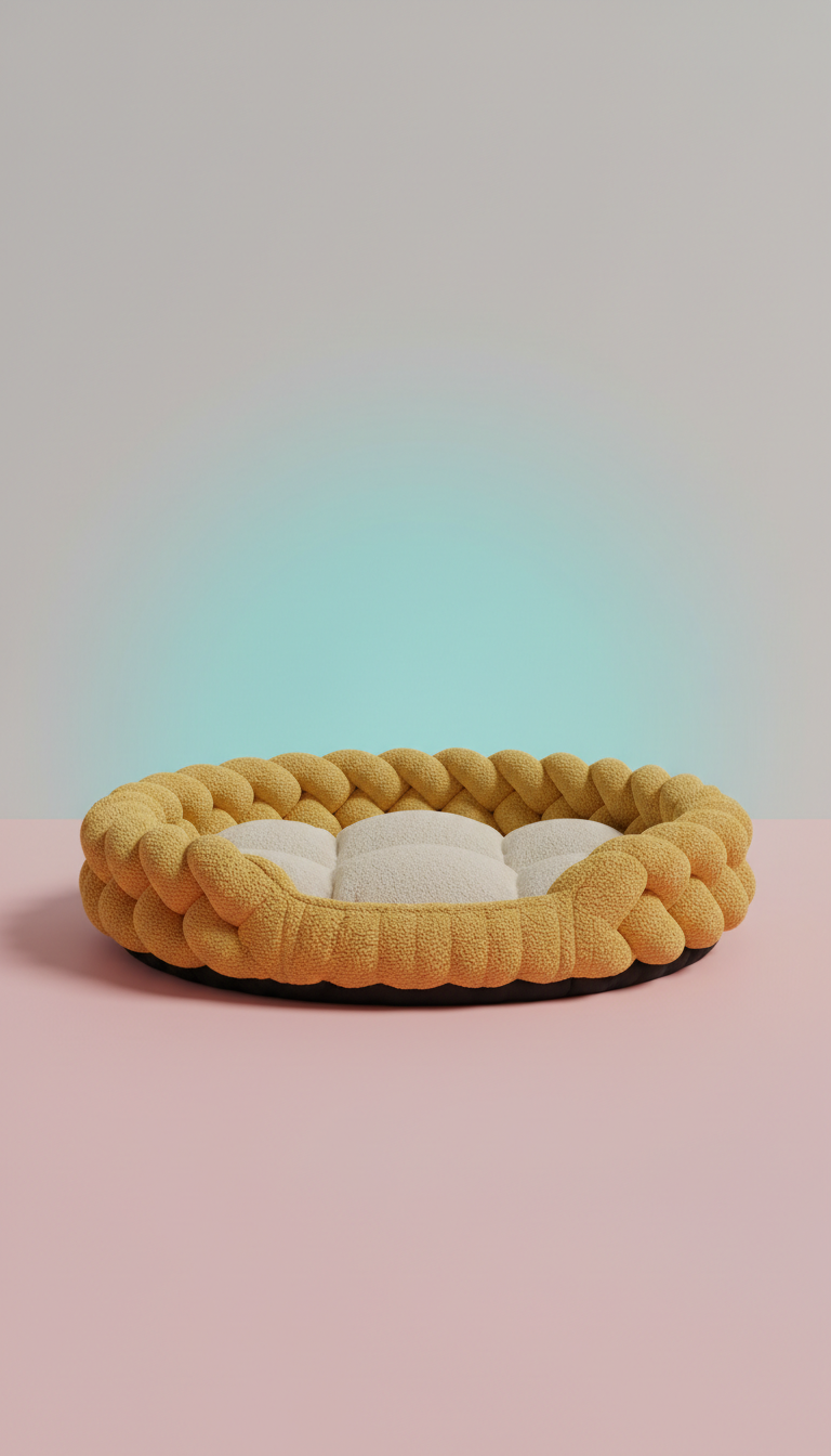 Textured Textile Pet Bed With Bolsters